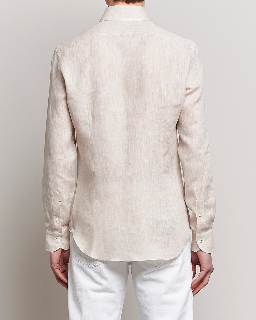 Men | Shirts | Mazzarelli | Soft Linen Button Down Shirt Beige