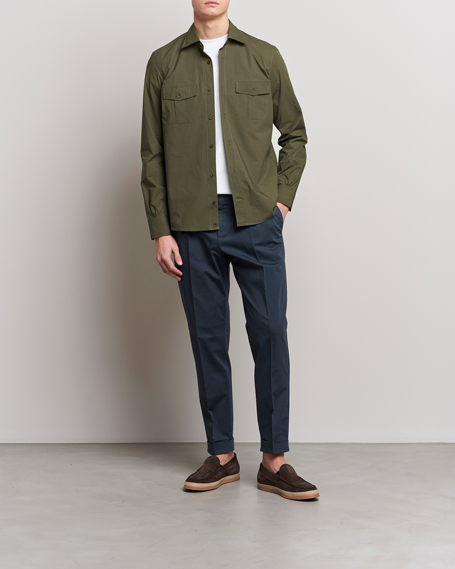 Men | Shirts | Mazzarelli | Safari Overshirt Olive