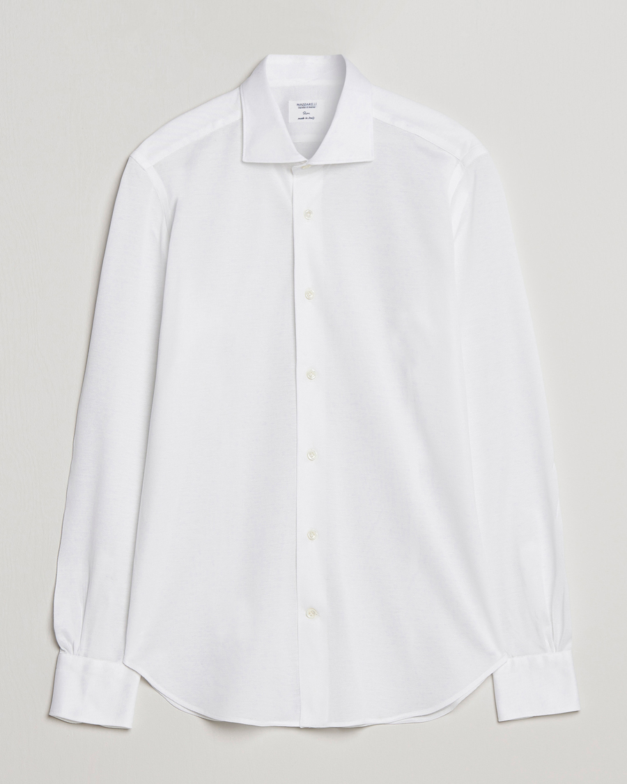 Men | Shirts | Mazzarelli | Soft Washed Piquet Shirt White