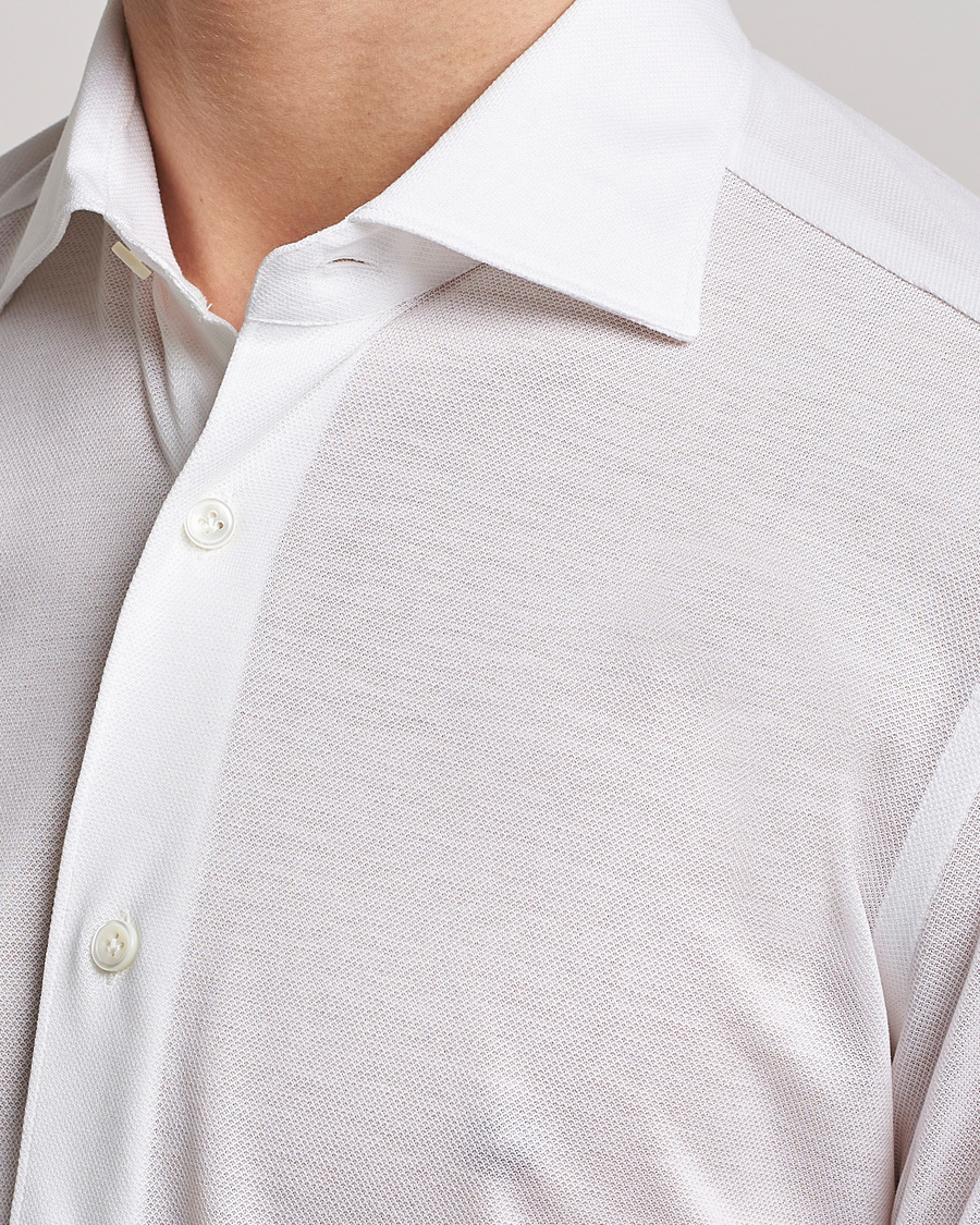 Men | Shirts | Mazzarelli | Soft Washed Piquet Shirt White