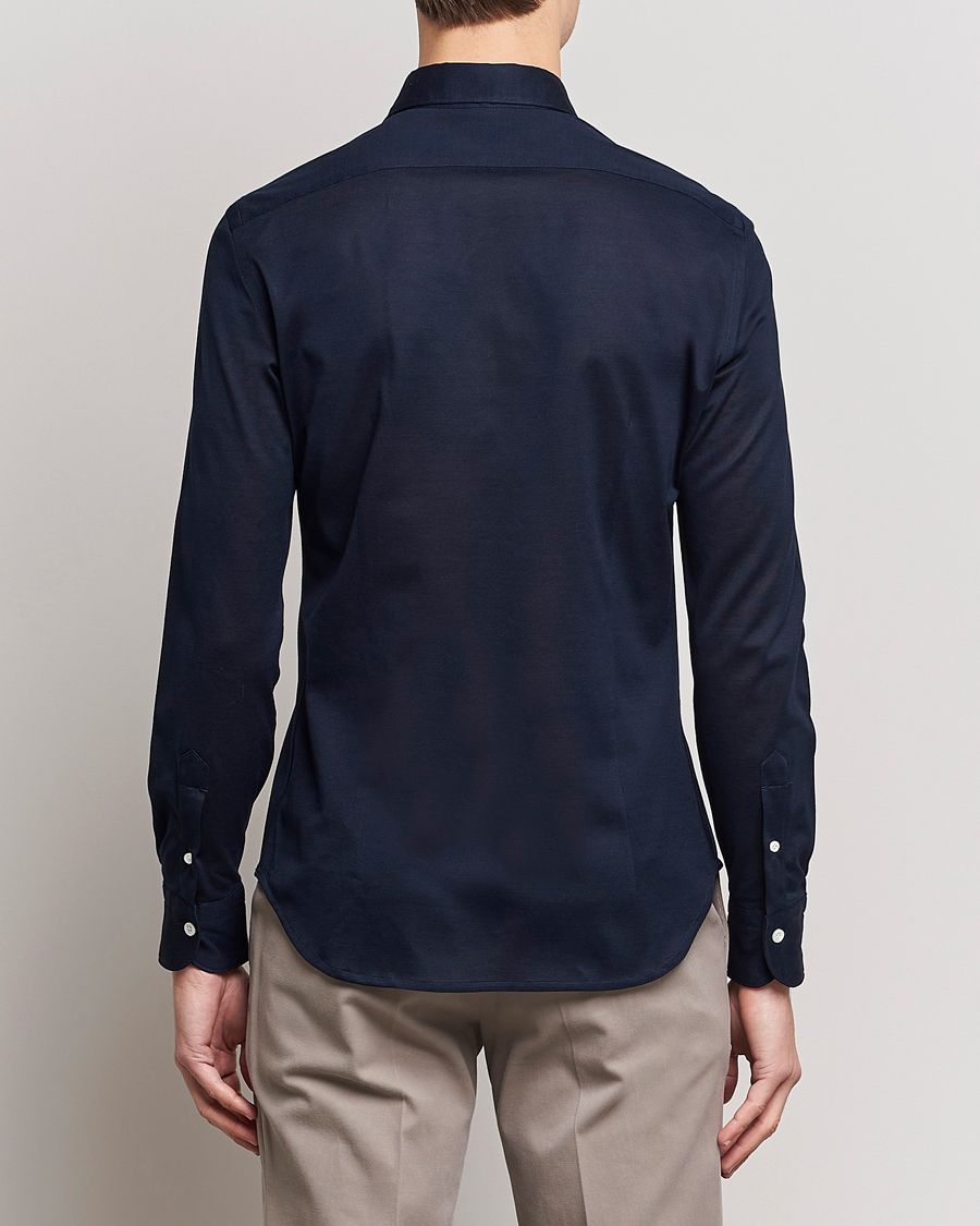Men | Shirts | Mazzarelli | Soft Washed Piquet Shirt Navy