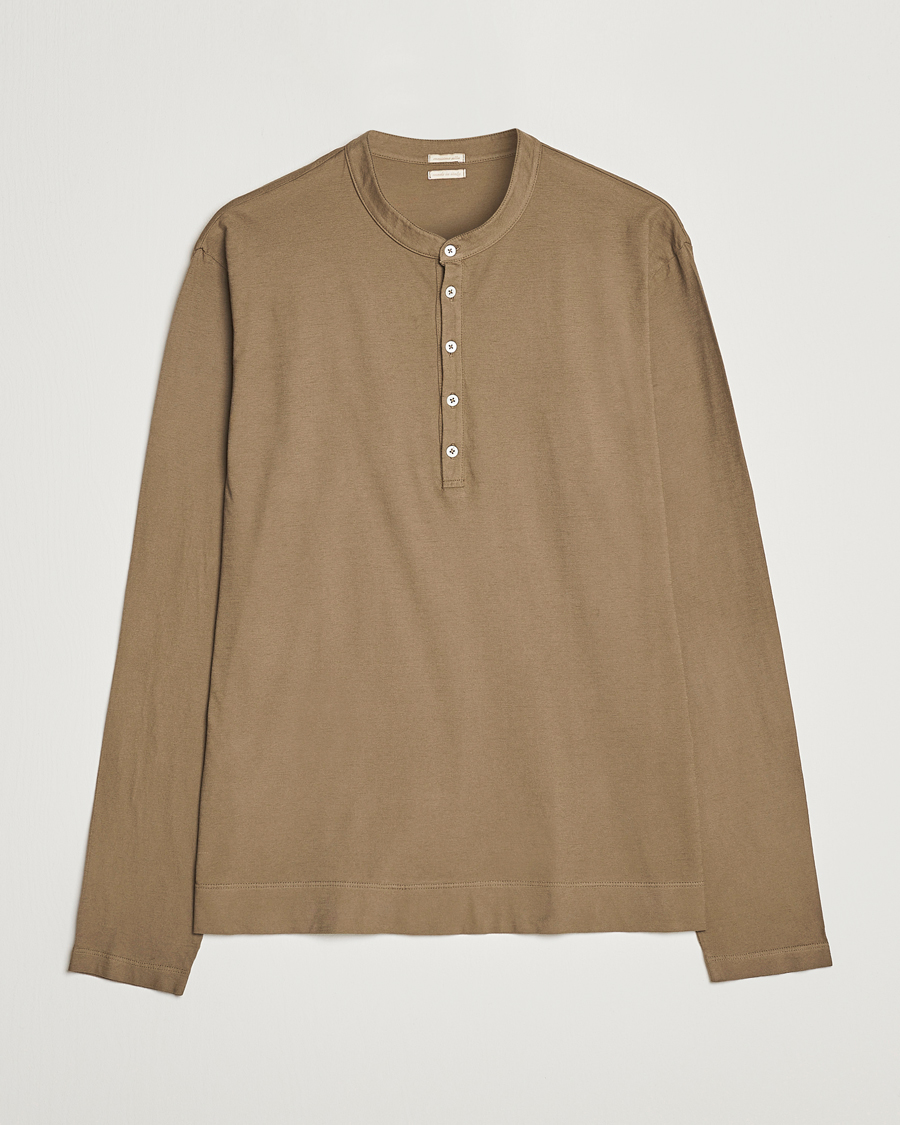 Men | Sweaters & Knitwear | Massimo Alba | Hawai Watercolor Henley Green Desert