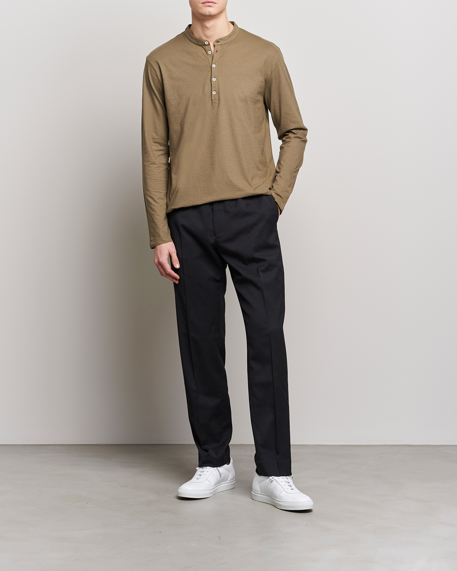Men | Sweaters & Knitwear | Massimo Alba | Hawai Watercolor Henley Green Desert