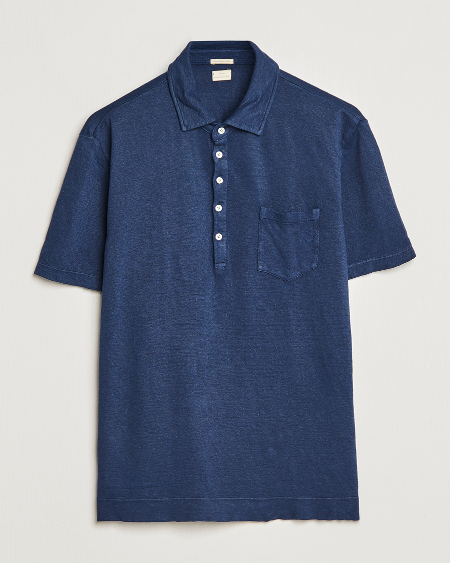 Men | Polo Shirts | Massimo Alba | Wembley Linen Polo Navy