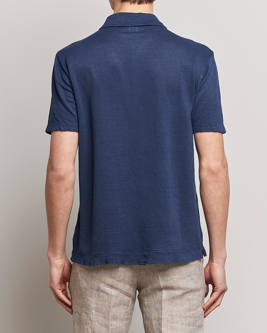 Men | Polo Shirts | Massimo Alba | Wembley Linen Polo Navy