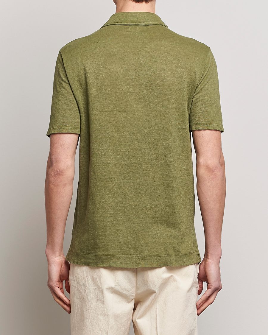Men | Polo Shirts | Massimo Alba | Wembley Linen Polo Green Desert
