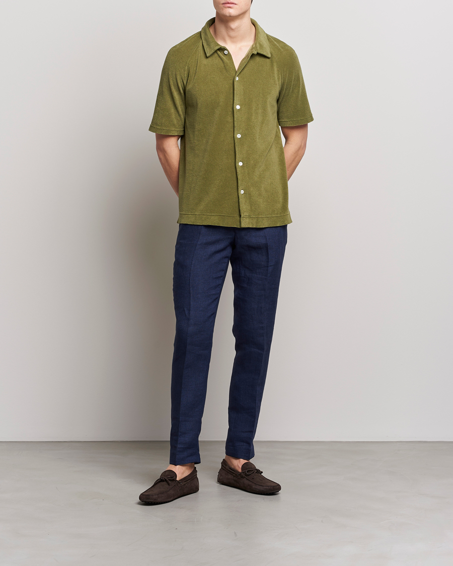 Men | Polo Shirts | Massimo Alba | Terry Polo Shirt Green Desert