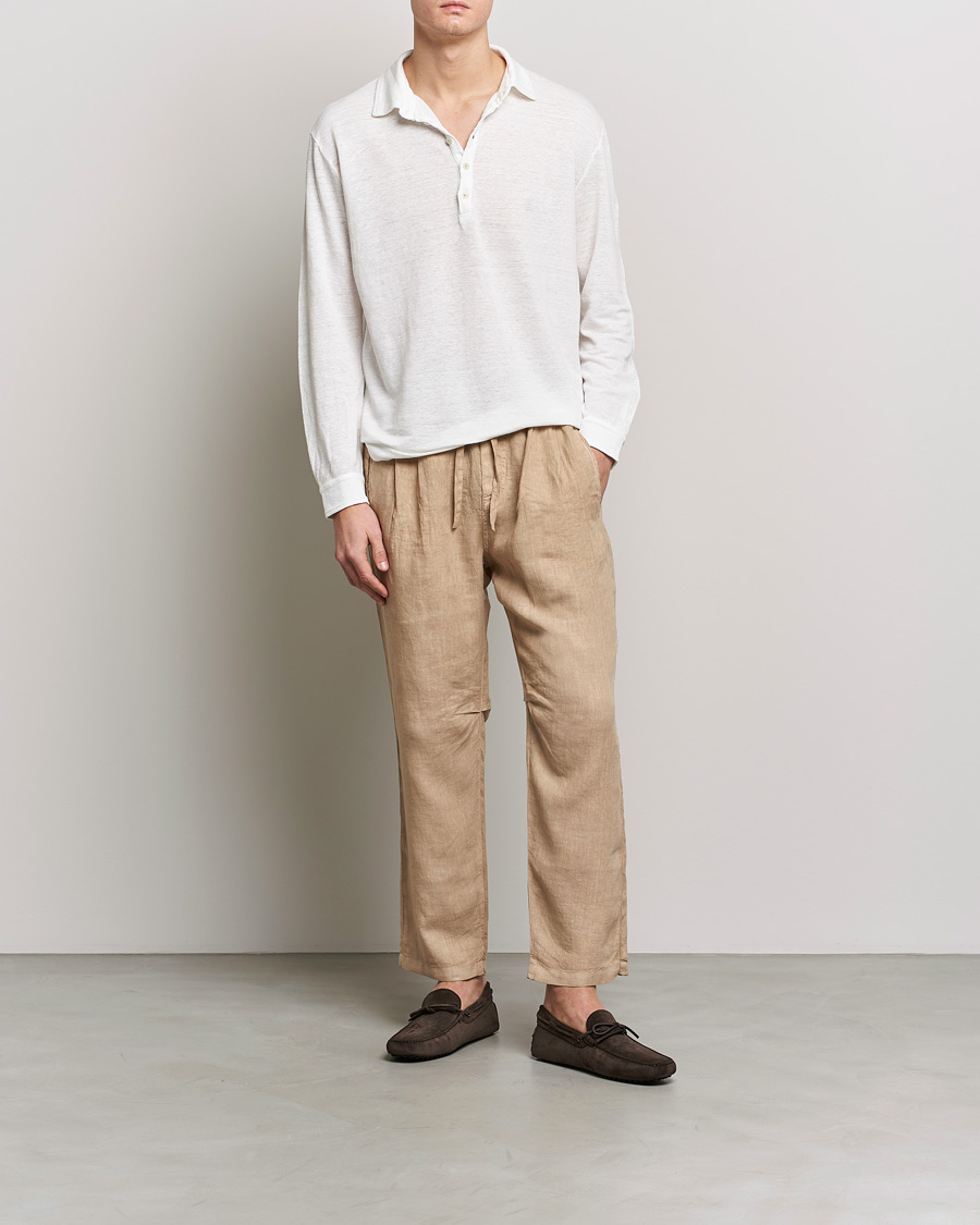 Men | Trousers | Massimo Alba | Keywest Linen Drawstring Pants Sand