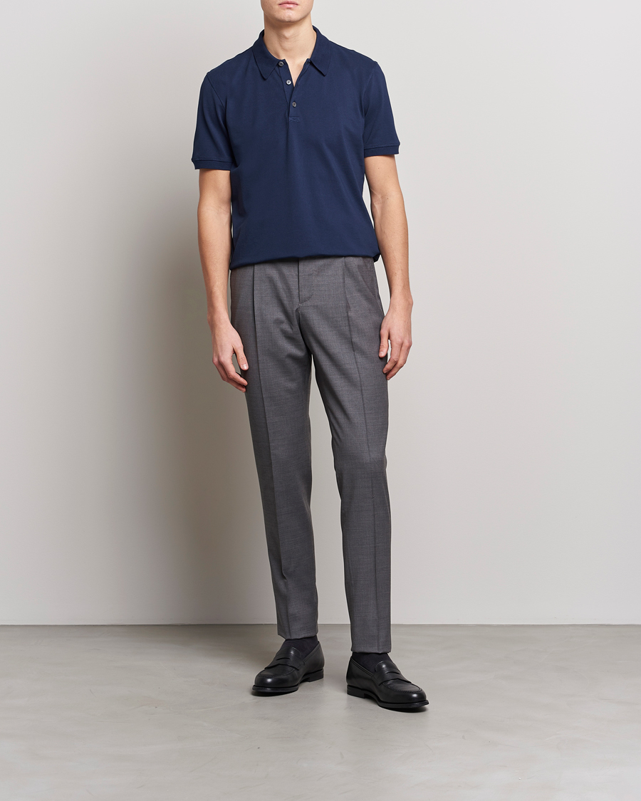 Men | Polo Shirts | Piacenza Cashmere | Portofino Short Sleeve Polo Navy