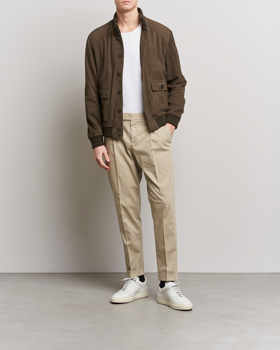 Men | Trousers | PT01 | Slim Fit Pleated Linen Blend Trousers Beige