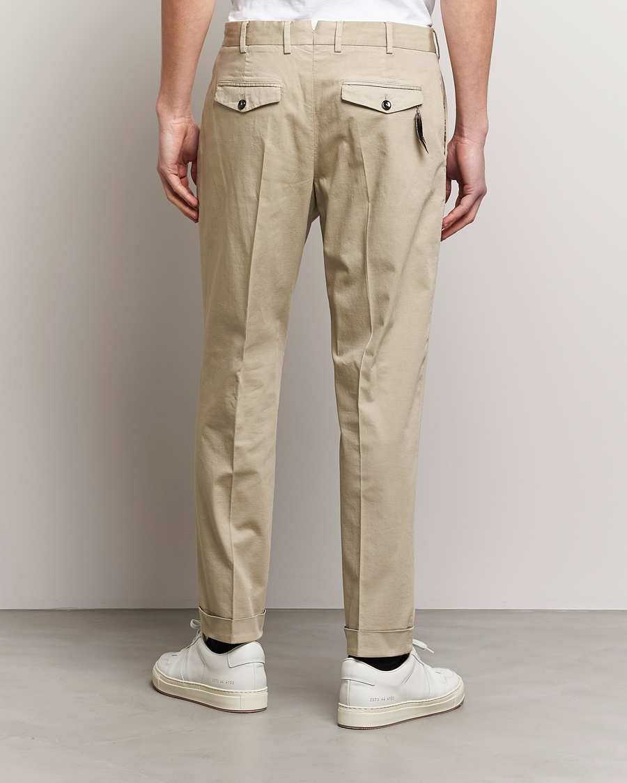 Men | Trousers | PT01 | Slim Fit Pleated Linen Blend Trousers Beige