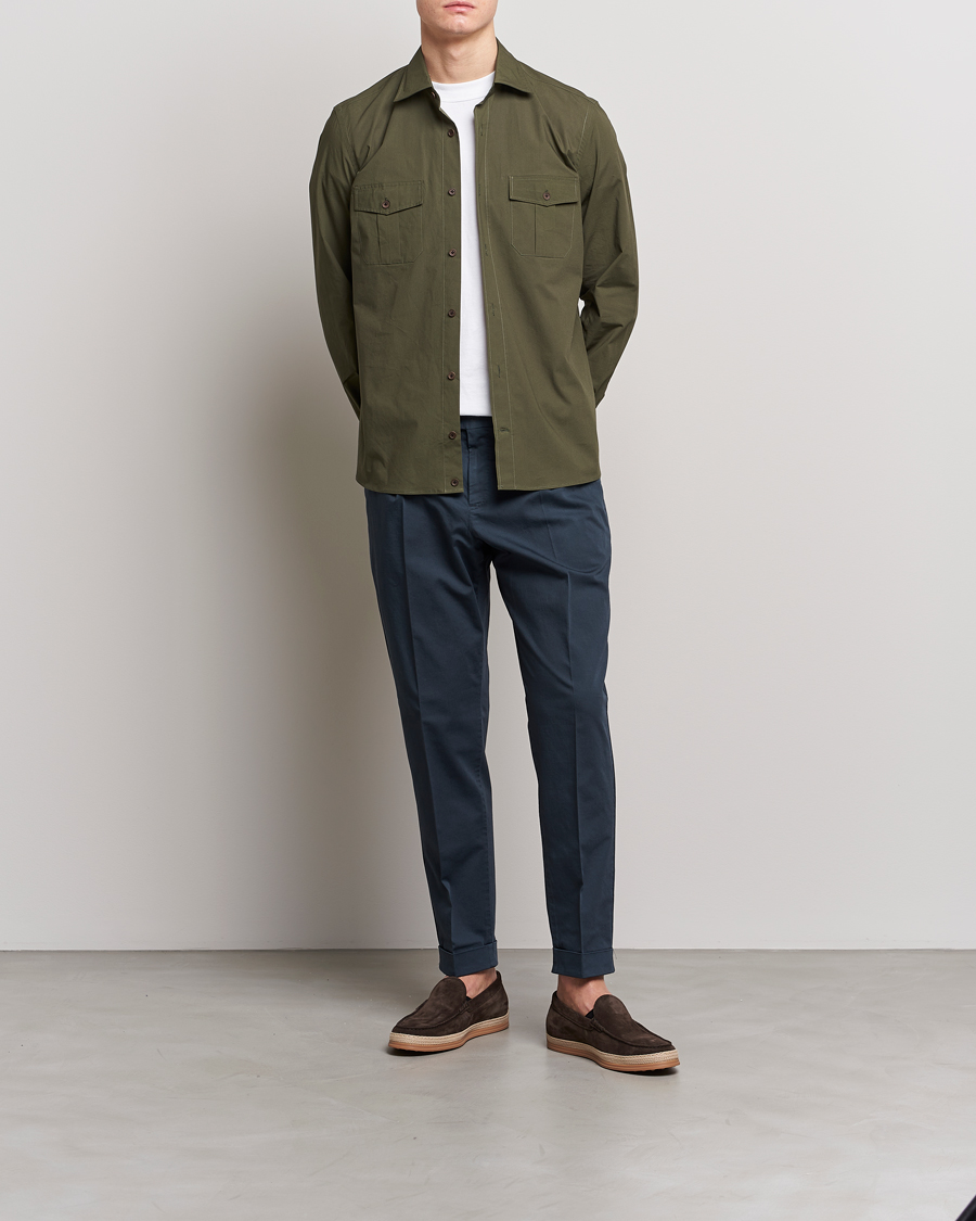 Men | Trousers | PT01 | Slim Fit Pleated Linen Blend Trousers Navy