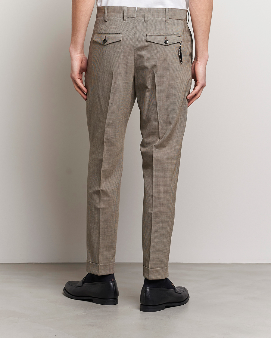 Men | Trousers | PT01 | Slim Fit Pleated Soft Wool Trousers Beige