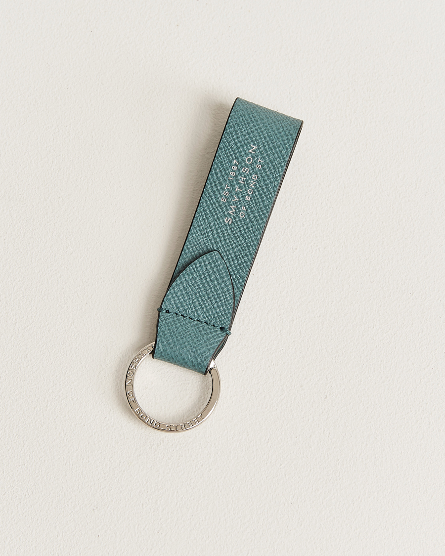 Men | Keychains | Smythson | Panama Leather Keyring Dark Teal