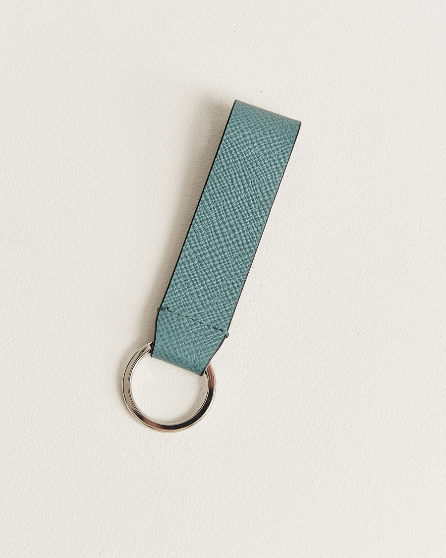 Men | Keychains | Smythson | Panama Leather Keyring Dark Teal