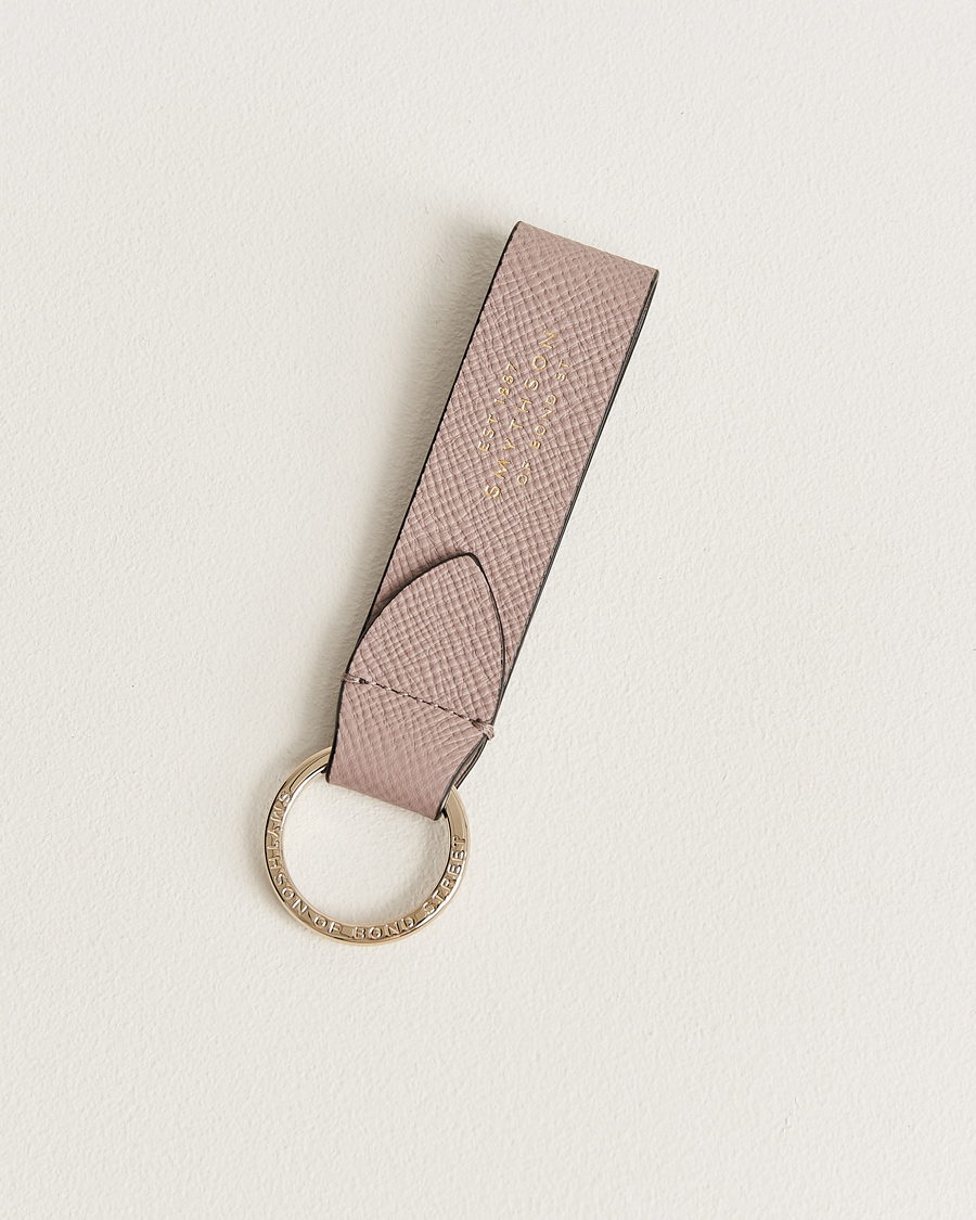 Men | Keychains | Smythson | Panama Leather Keyring Taupe