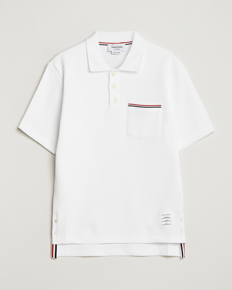 Men | Polo Shirts | Thom Browne | Short Sleeve Pocket Polo White