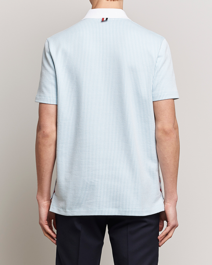 Men | Polo Shirts | Thom Browne | Short Sleeve Seersucker Polo Light Blue