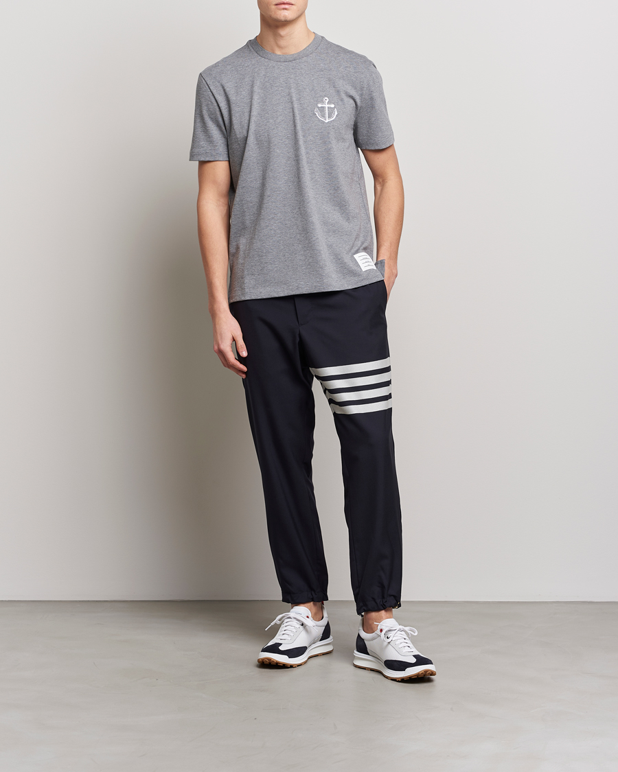 Men | T-Shirts | Thom Browne | Anchor Embroidered T-Shirt Light Grey