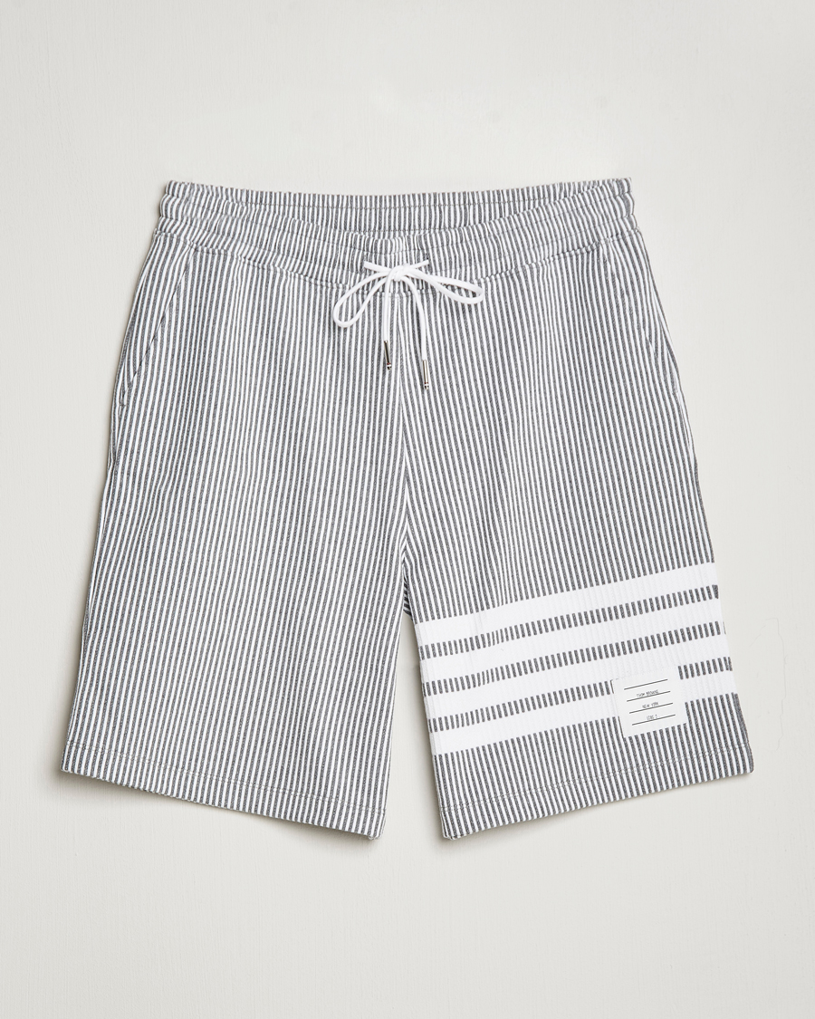 Men | Shorts | Thom Browne | Seersucker Loopback Shorts Light Grey