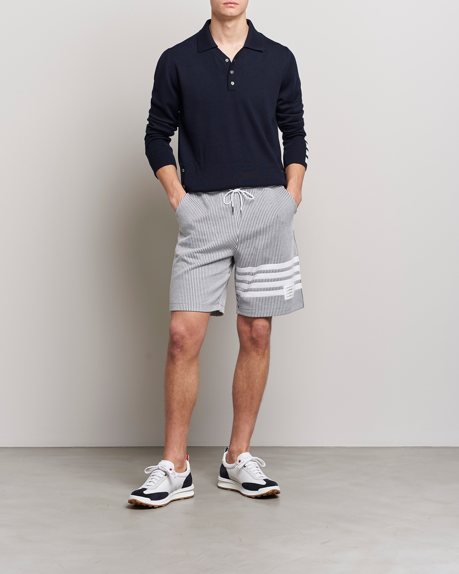 Men | Shorts | Thom Browne | Seersucker Loopback Shorts Light Grey