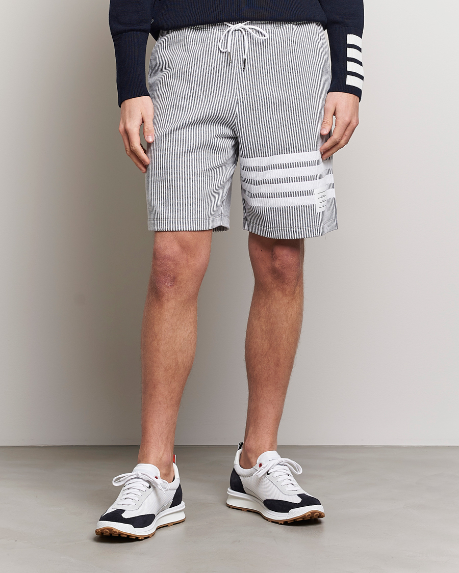Men | Shorts | Thom Browne | Seersucker Loopback Shorts Light Grey