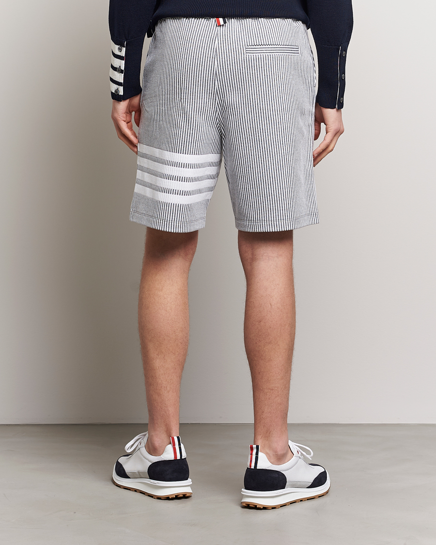 Men | Shorts | Thom Browne | Seersucker Loopback Shorts Light Grey