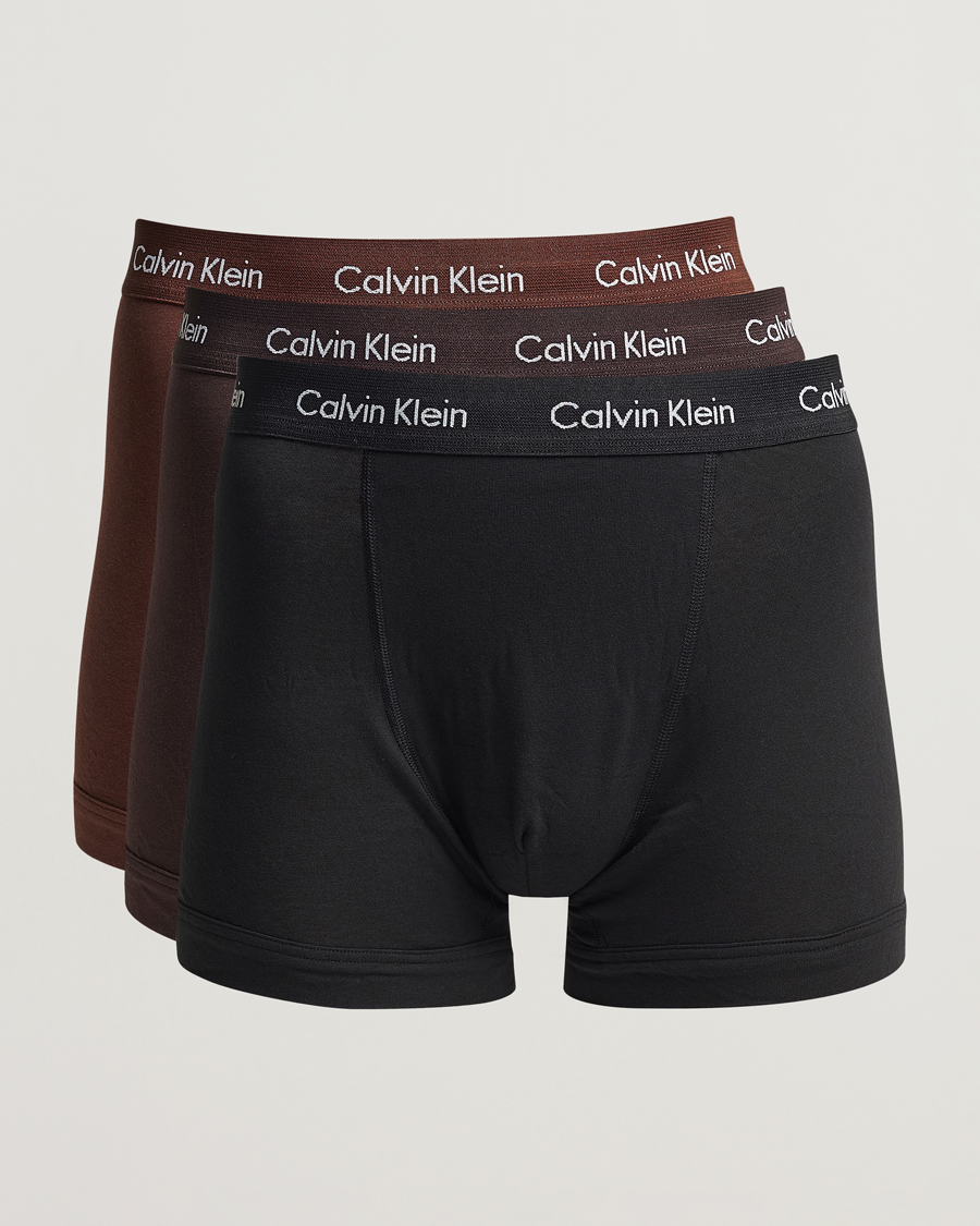 Men | Underwear & Socks | Calvin Klein | Cotton Stretch Trunk 3-Pack Black/Umber/Woodland
