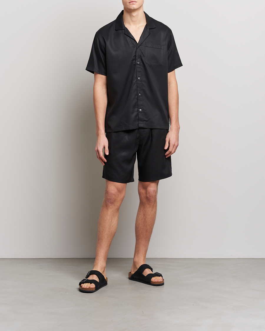 Men | Shirts | Calvin Klein | Lyocell Short Sleeve Loungewear Shirt Black