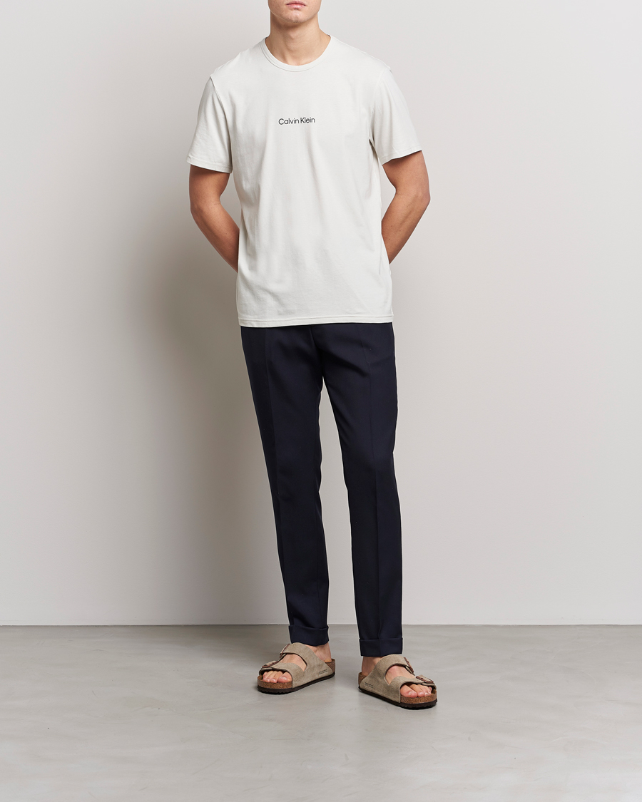 Men | T-Shirts | Calvin Klein | Logo Crew Neck Loungewear T-Shirt Silver Birch