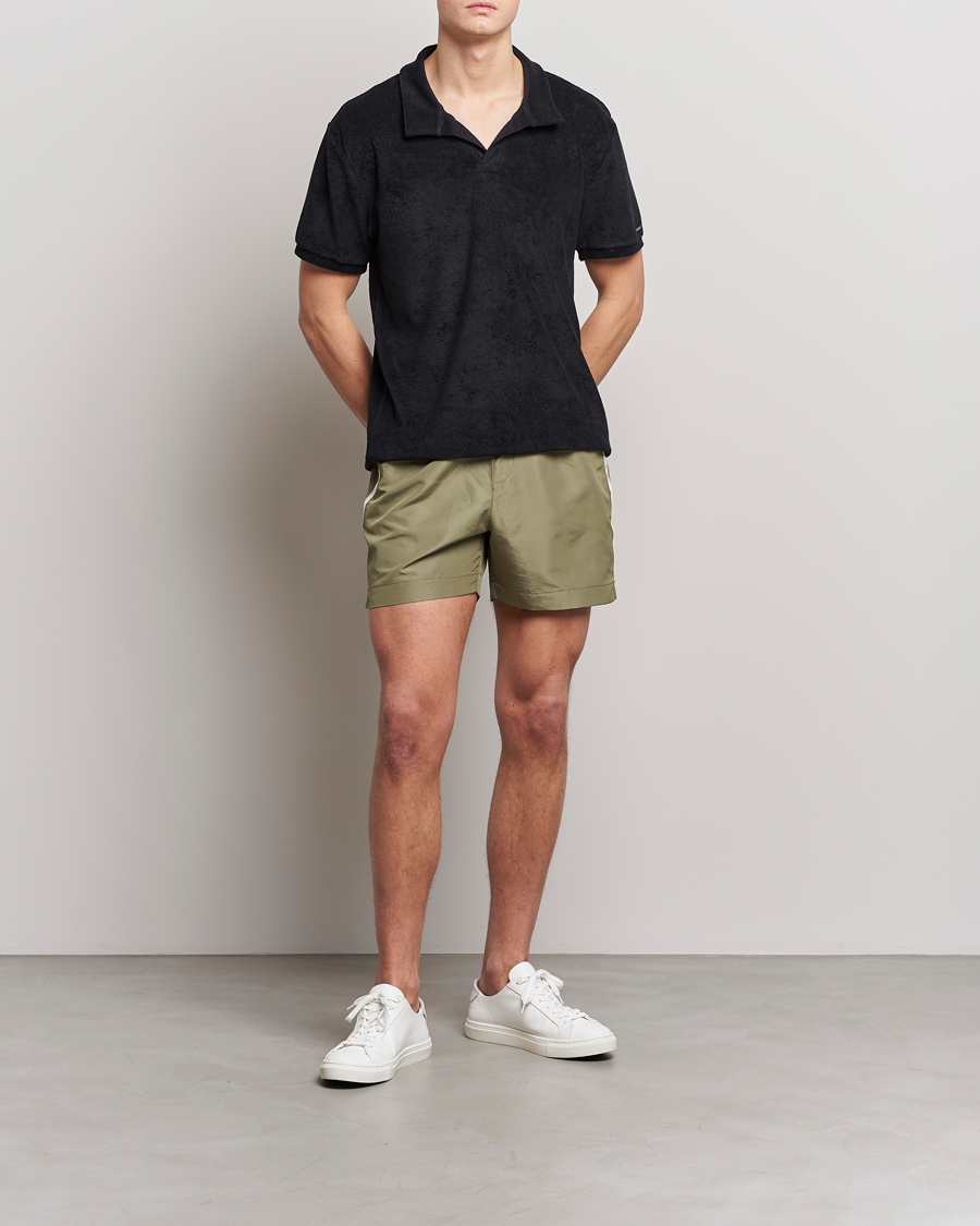 Men | Swimwear | Calvin Klein | Side Logo Drawstring Swimshorts Delta Green
