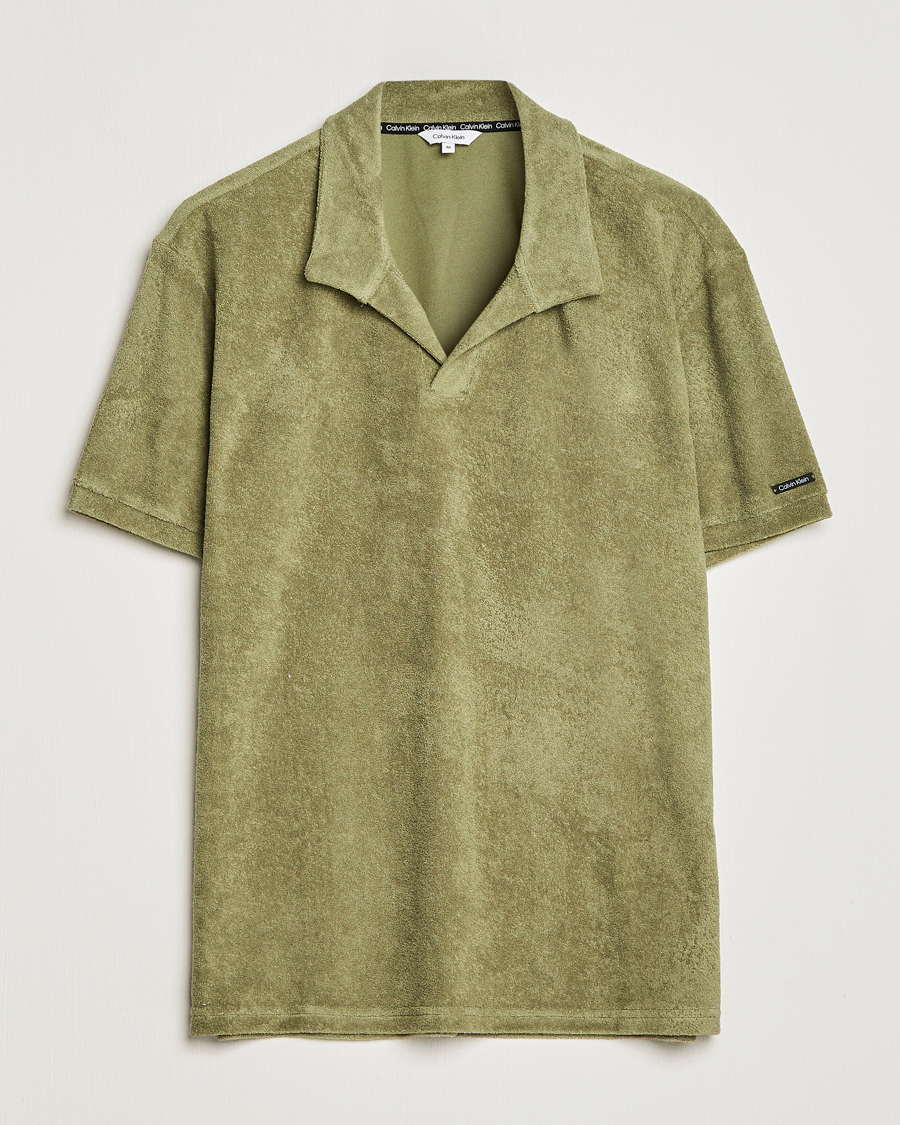 Men | Polo Shirts | Calvin Klein | Terry Polo Delta Green