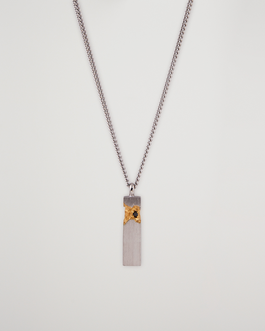 Men | Tom Wood Mined Cube Pendant Necklace Silver/Black | Tom Wood | Mined Cube Pendant Necklace Silver/Black