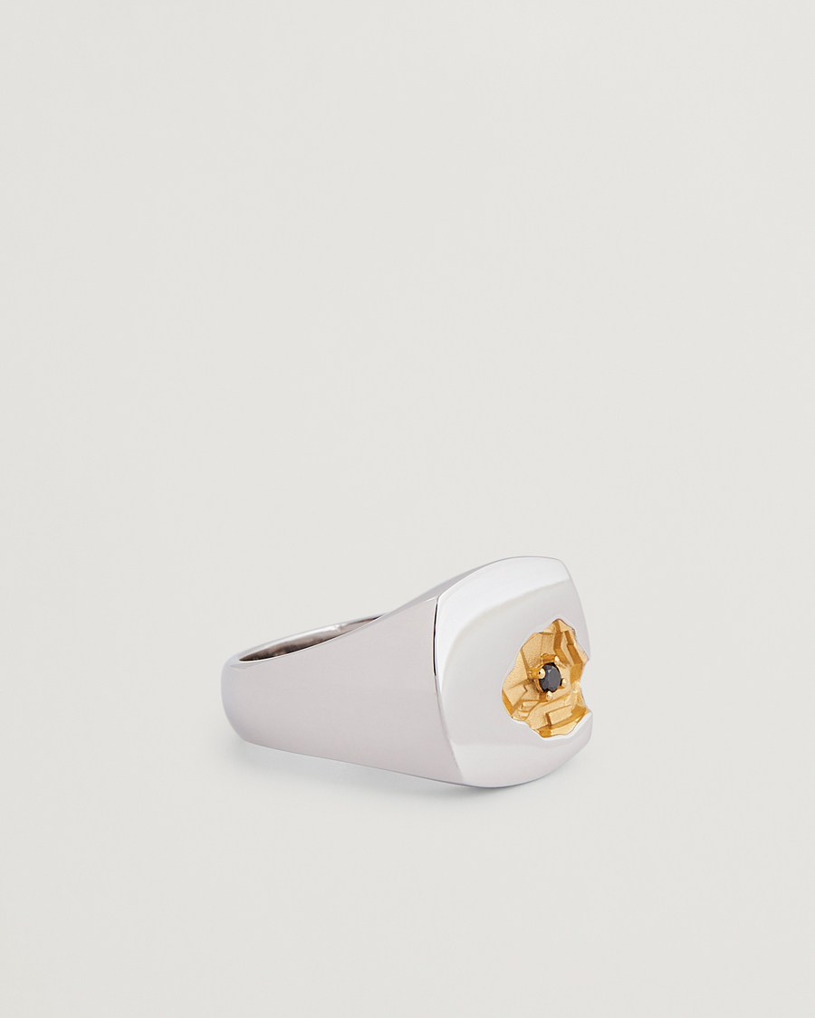 Men | Tom Wood Mined Ring Large Diamond Silver/Black | Tom Wood | Mined Ring Large Diamond Silver/Black