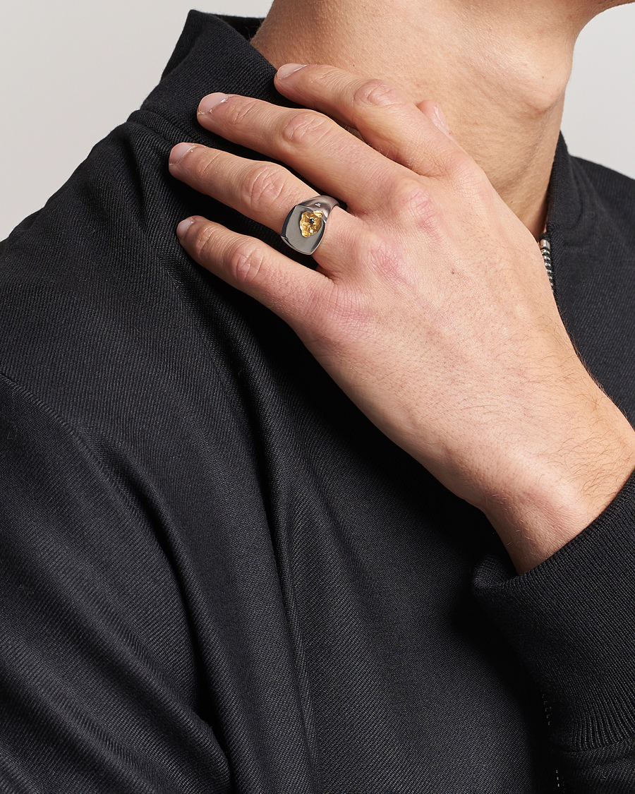 Men | Accessories | Tom Wood | Mined Ring Large Diamond  Silver/Black