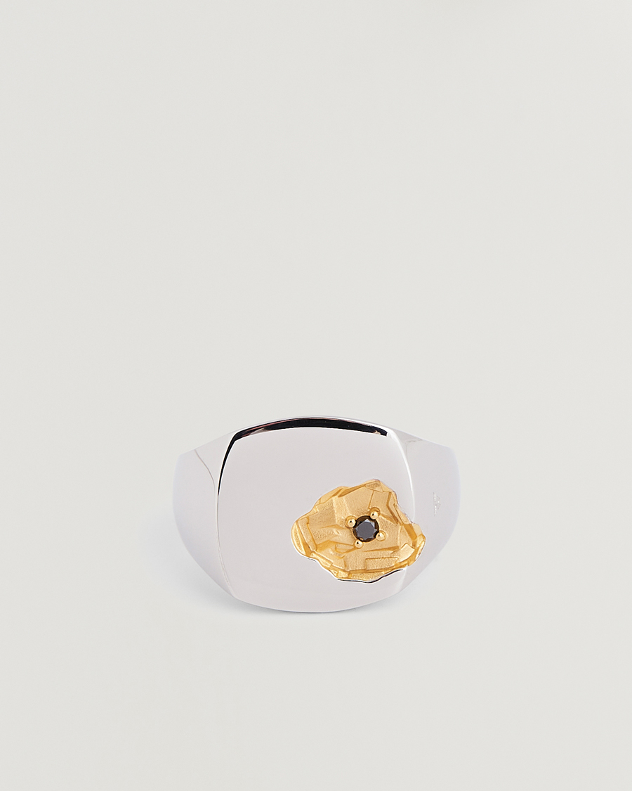 Men | Tom Wood Mined Ring Large Diamond Silver/Black | Tom Wood | Mined Ring Large Diamond Silver/Black