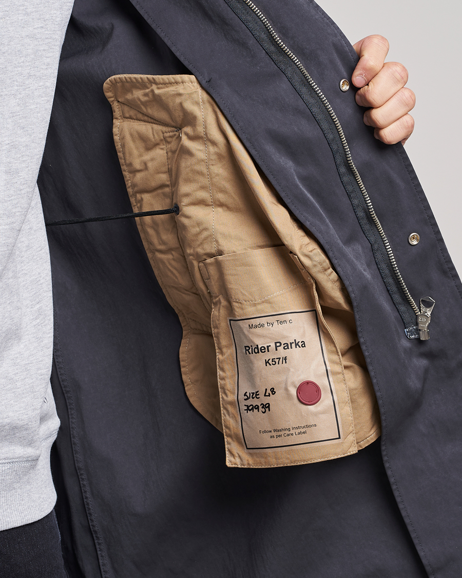 Men | Coats & Jackets | Ten c | 9 oz OJJ Piece Dyed Rider Parka Dark Grey