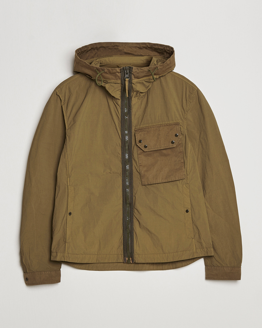 Men | Coats & Jackets | Ten c | Garment Dyed Nylon Hooded Jacket Olive
