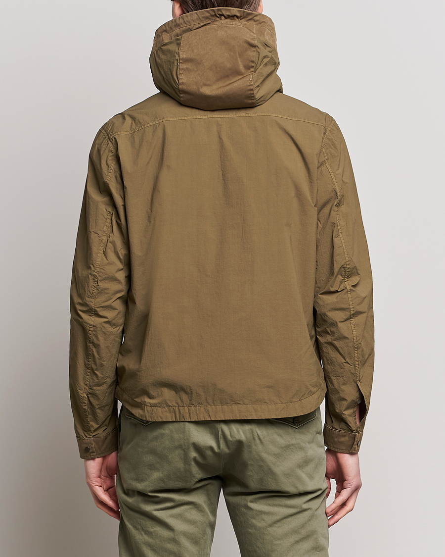 Men | Coats & Jackets | Ten c | Garment Dyed Nylon Hooded Jacket Olive