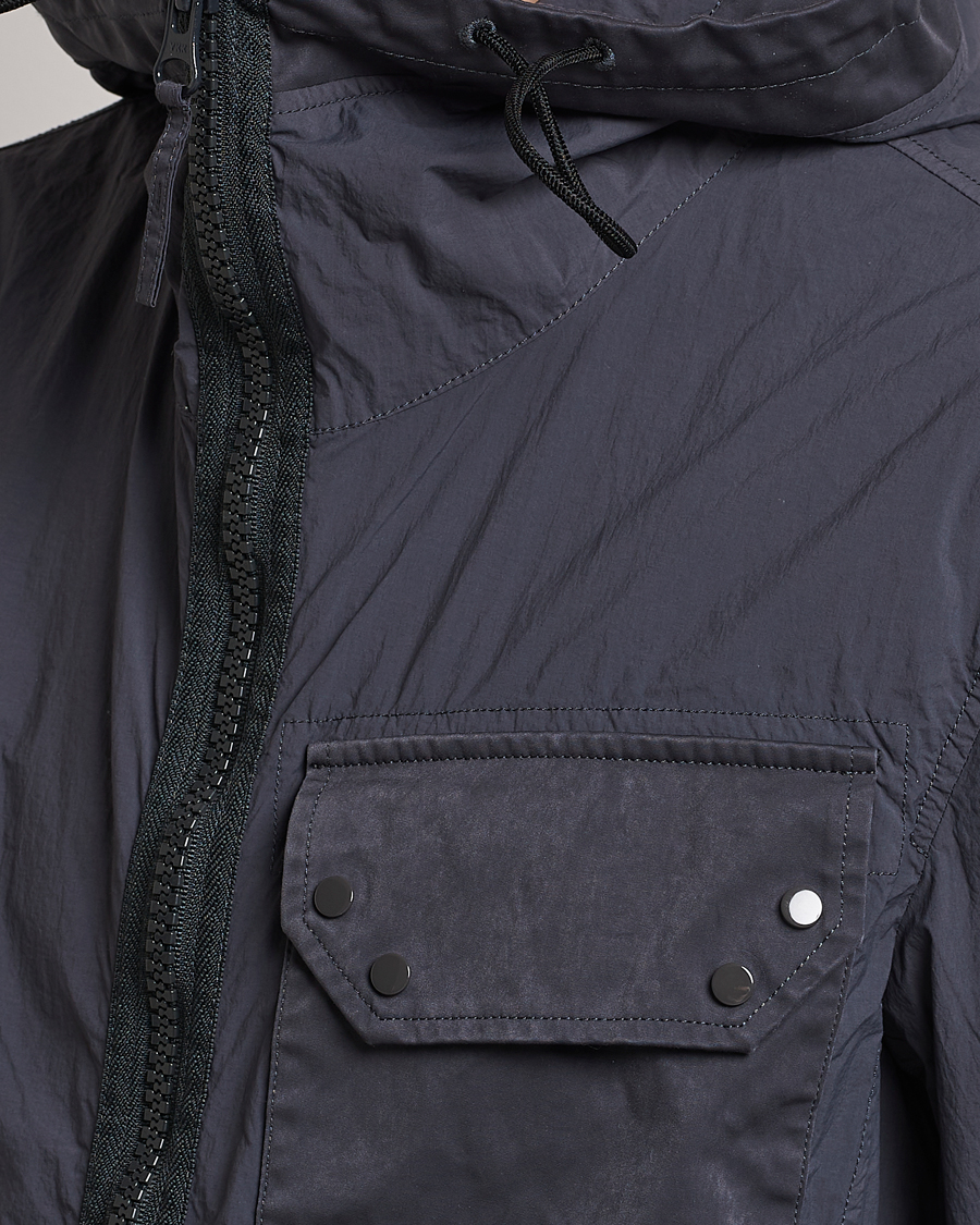 Men | Coats & Jackets | Ten c | Garment Dyed Nylon Hooded Jacket Blue Grey