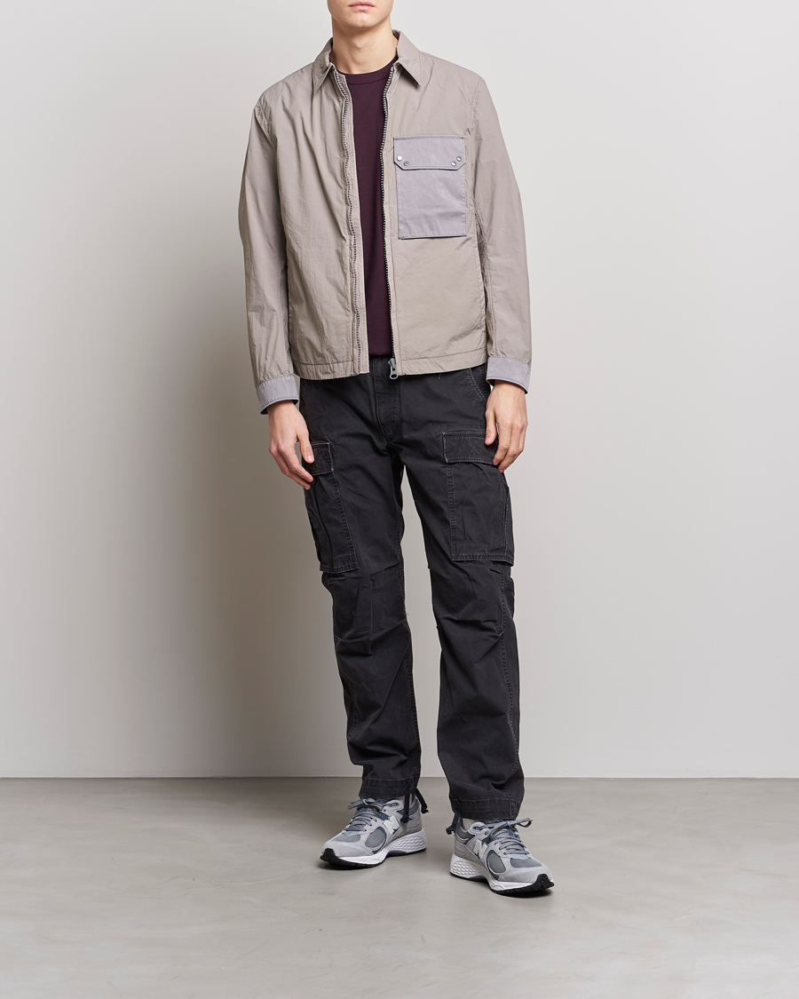 Men | Coats & Jackets | Ten c | Garment Dyed Nylon Jacket Light Grey