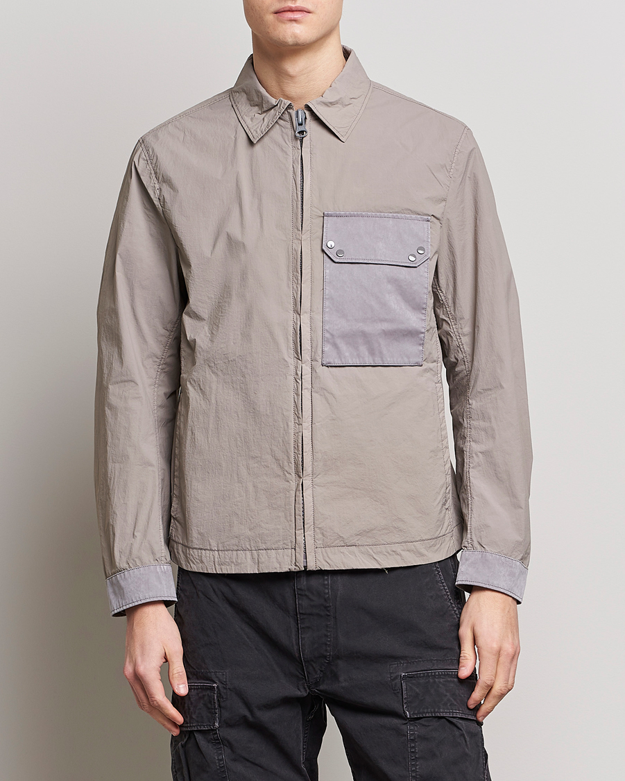 Men | Coats & Jackets | Ten c | Garment Dyed Nylon Jacket Light Grey