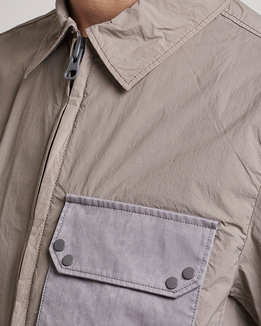Men | Coats & Jackets | Ten c | Garment Dyed Nylon Jacket Light Grey