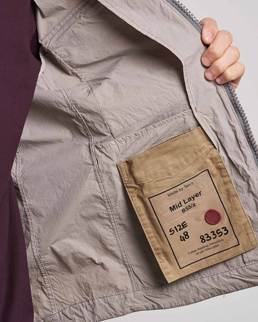 Men | Coats & Jackets | Ten c | Garment Dyed Nylon Jacket Light Grey