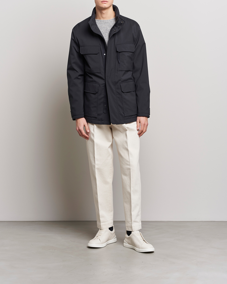 Men | Coats & Jackets | Zegna | Water Repellent Nylon Field Jacket Navy