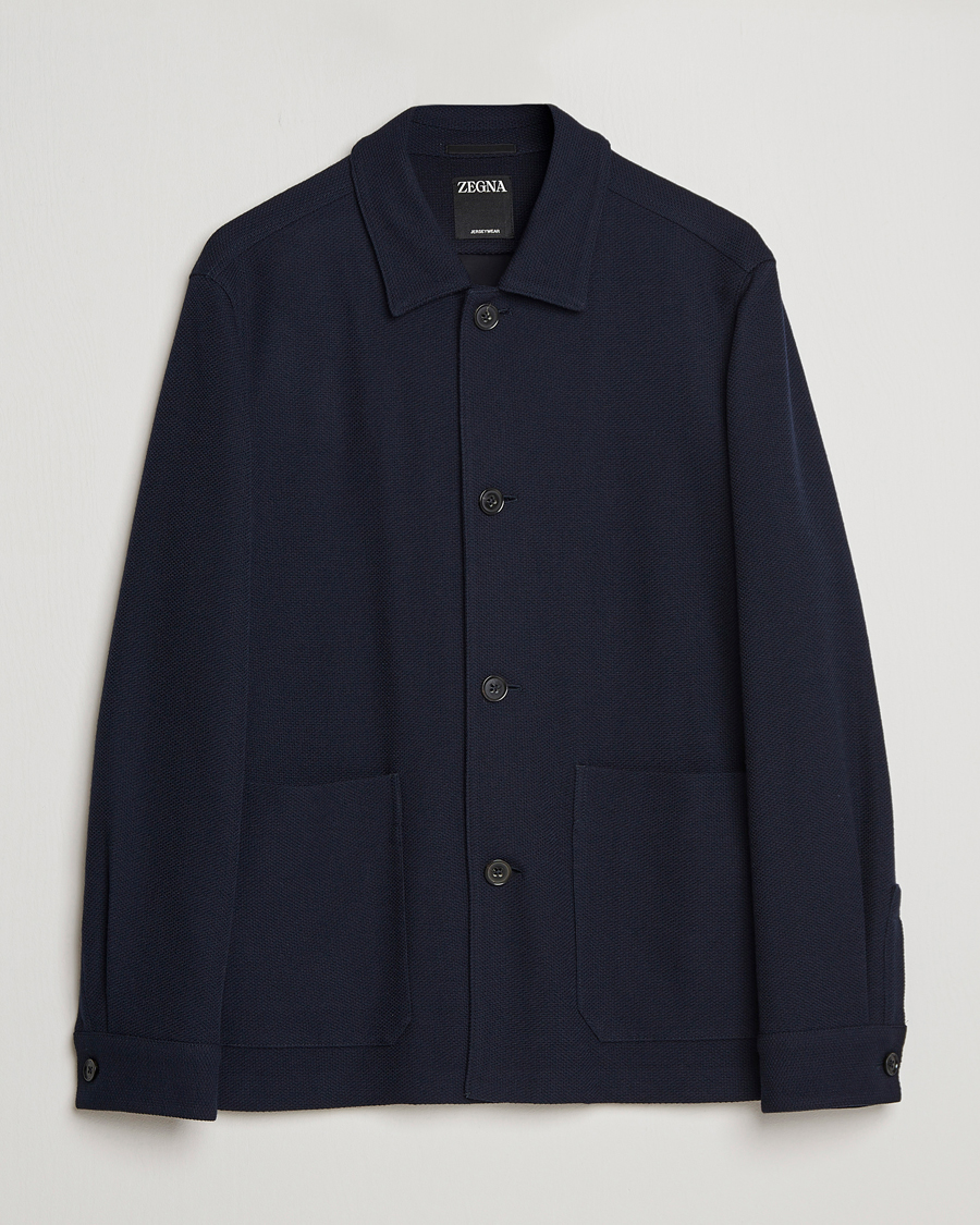 Men | Coats & Jackets | Zegna | Wool Jersey Chore Jacket Navy