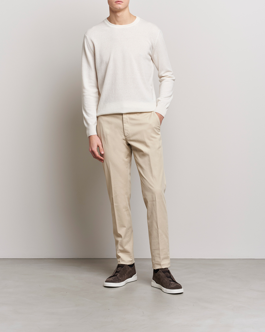 Men | Sweaters & Knitwear | Zegna | Oasi Cashmere/Linen Crew Neck Sweater Off White