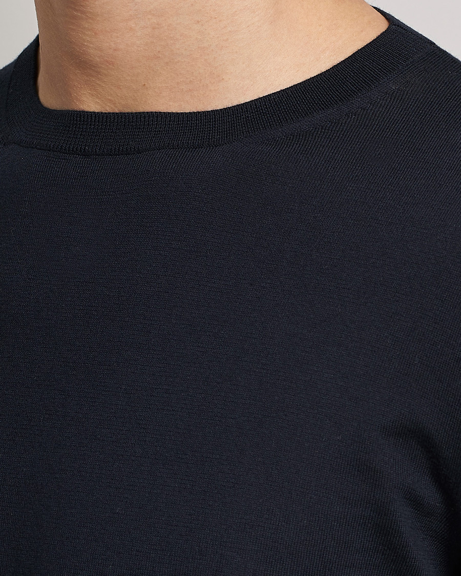 Men | Sweaters & Knitwear | Zegna | Premium Cotton Crew Neck Sweater Navy