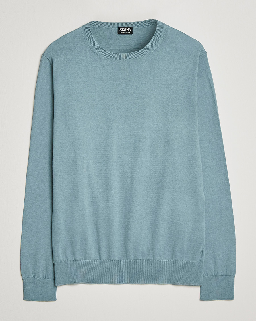 Men | Sweaters & Knitwear | Zegna | Premium Cotton Crew Neck Sweater Teal