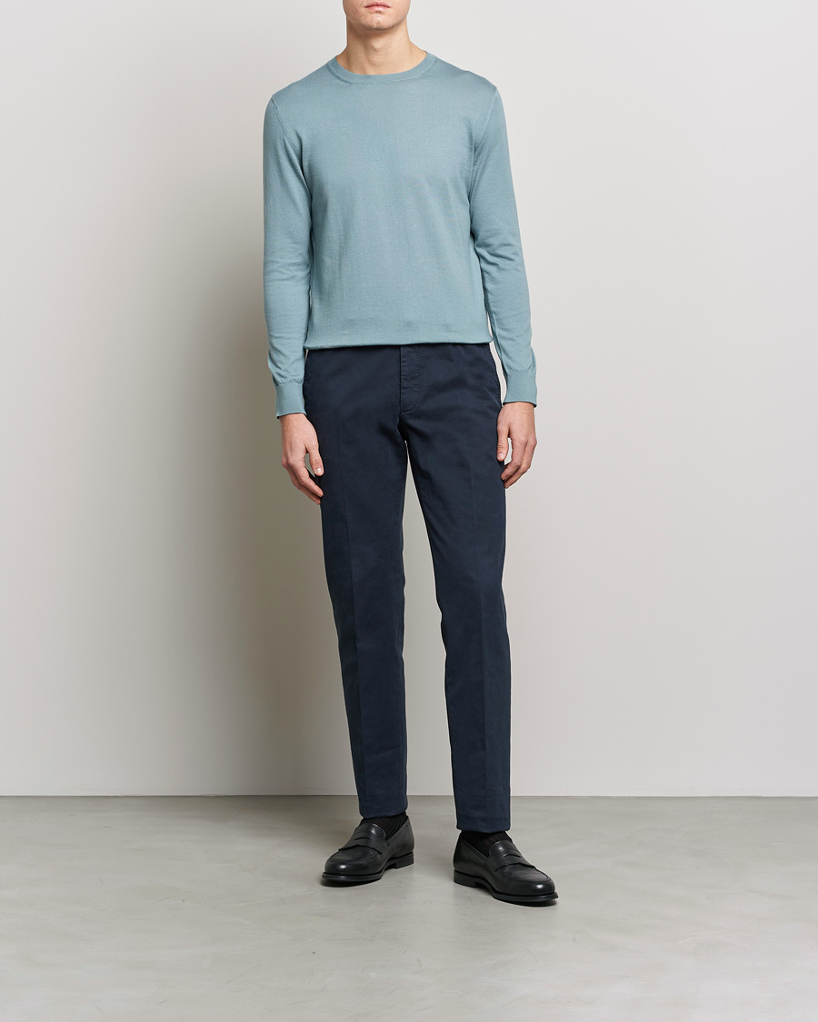 Men | Sweaters & Knitwear | Zegna | Premium Cotton Crew Neck Sweater Teal